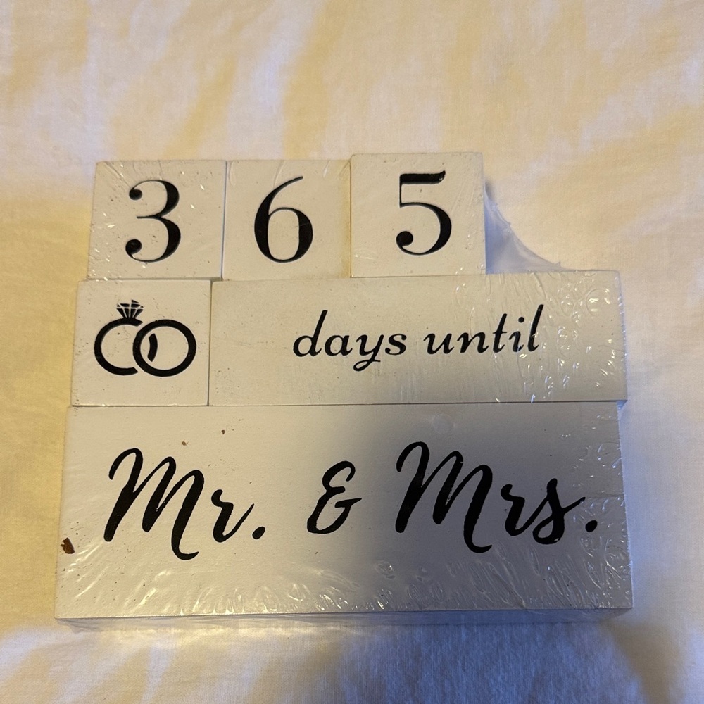 White Wedding Countdown Blocks